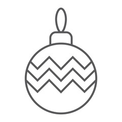 Obraz premium Christmas tree ball thin line icon, xmas and decoration, bauble sign, vector graphics, a linear pattern