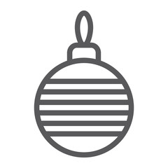 Christmas tree ball line icon, xmas and decoration, bauble sign, vector graphics, a linear pattern on a white background, eps 10.