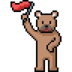 vector pixel art bear wave flag