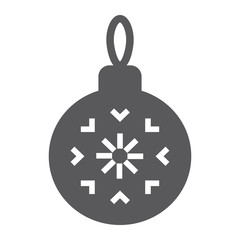 Obraz premium Christmas tree ball glyph icon, xmas and decoration, bauble sign, vector graphics, a solid pattern on a white background
