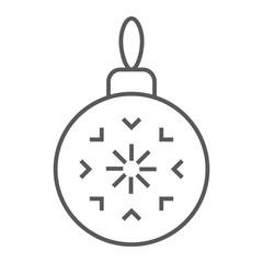 Obraz premium Christmas tree ball thin line icon, xmas and decoration, bauble sign, vector graphics, a linear pattern