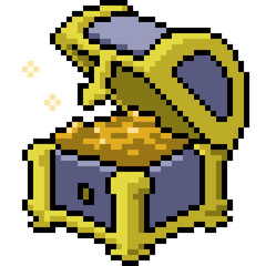 Obraz premium vector pixel art gold treasure