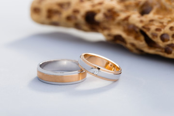  Two tone silver and gold wedding rings