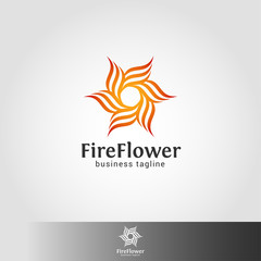 Abstract Fire Flower Logo template