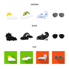 Vector illustration of weather and climate icon. Set of weather and cloud stock symbol for web.