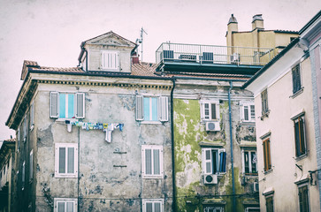 Old private houses in Piran, analog filter