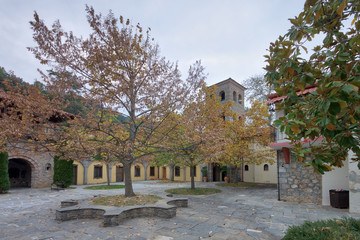 The yard of the Saint Dionysus monastery of Olympus