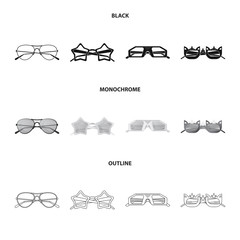 Vector design of glasses and sunglasses logo. Set of glasses and accessory vector icon for stock.