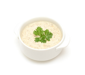 champignon soup  on white background