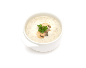 champignon soup  on white background