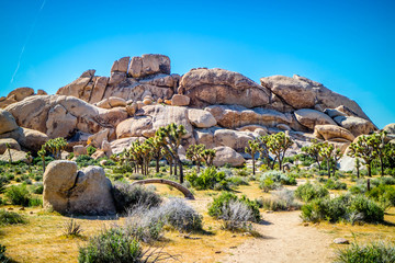 Balancing desert rocks in Joshua National Park, California