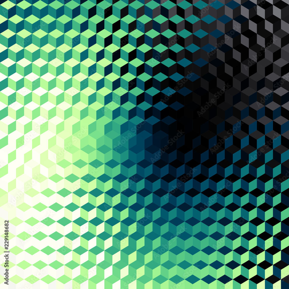 Poster blurred background. geometric abstract pattern in low poly style. effect of a glass. small cubes. ve