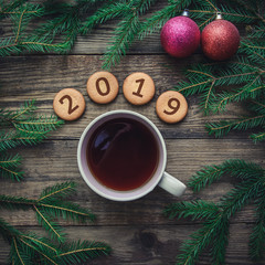 Tinted Christmas picture with 2019 new year