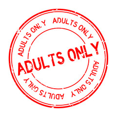 Grunge red adults only word round rubber seal stamp on white background