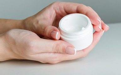 beautiful hands with cream