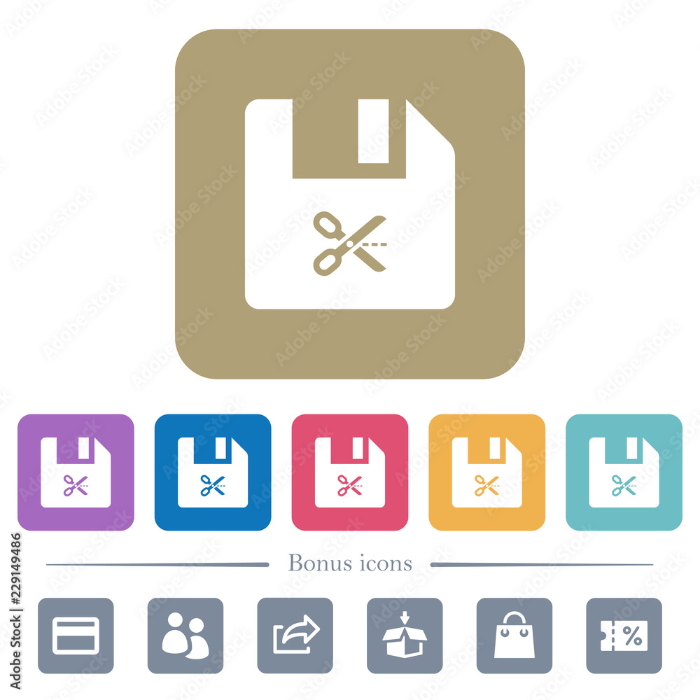 Poster cut file flat icons on color rounded square backgrounds