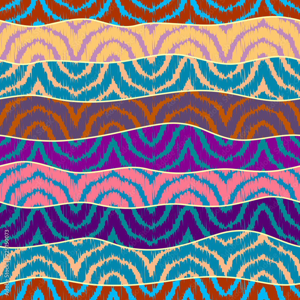 Poster ethnic boho seamless pattern based on ikat style. patchwork pattern. tribal art print. vector image.