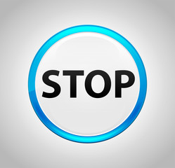Stop Round Blue Push Button
