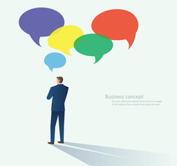 Businessmen with chat bubble vector illustration of a communication concept