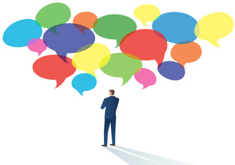 Businessmen with chat bubble vector illustration of a communication concept