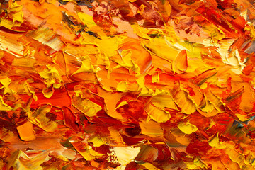 Yellow orange red abstract painting fragment modern impressionism illustration. wallpaper with...