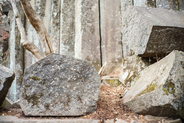 Amazing natural pentagonal blocks of stones. Nature reserve. - 229154227