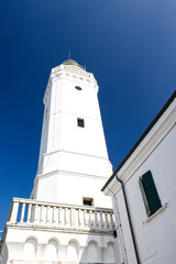 old white lighthouse