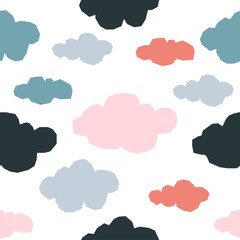 Abstract handmade seamless pattern. Childish craft wallpaper for birthday card, baby nappy, school party advertising, shop sale poster, holiday wrapping paper, textile, bag print, t shirt etc.