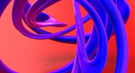 red abstract background with blue figure. 3d illustration