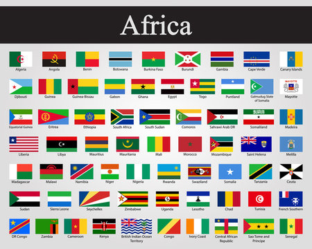 All flags of Africa. Vector illustration. World flags
