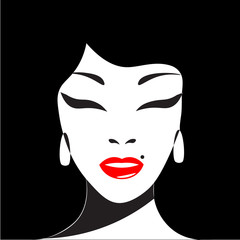 Girl in hat in pop art style. Vector graphics