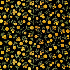 Pattern with branches of mimosa on a black background. Watercolor illustration.
Seamless pattern with twigs of mimosa on a black background. Pattern for printing on fabric, paper. Pattern for design.