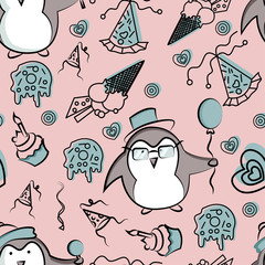 Seamless birthday party pattern in vector