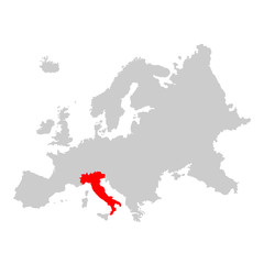 Italy on map of europe