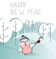 Cute cartoon character on and awesome holiday card