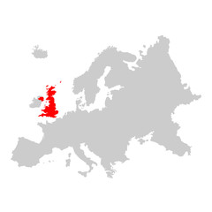 UK on map of europe