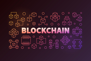 Vector Blockchain colorful outline illustration or banner