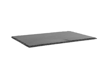 Empty black slate plate isolated on white background. slate board isolated