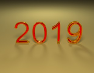 christmas,new year 2019,3d render.