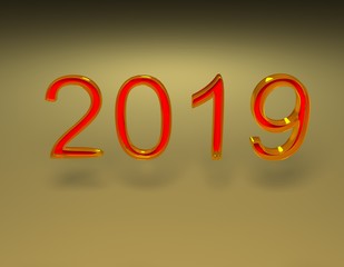 christmas,new year 2019,3d render.