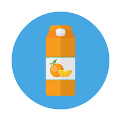 Pack of Orange juice flat icon isolated on blue background. Simple juice package in flat style, vector illustration for web and mobile design.