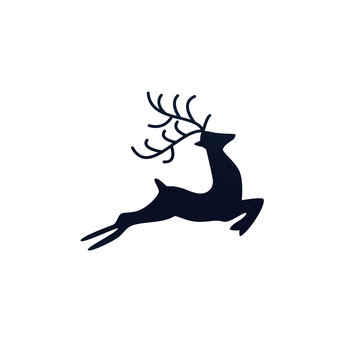 recommend clip art: elk black silhouette on white background vector isolated christmas card