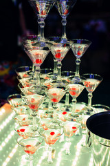 slide of Martini glasses with cherries for a non-alcoholic cocktail