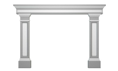 Arch from pilasters. Isolated on white background. 3D rendering illustration.