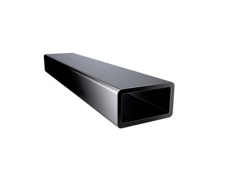 Metal rectangle tube. Isolated on white background. 3D rendering illustration.