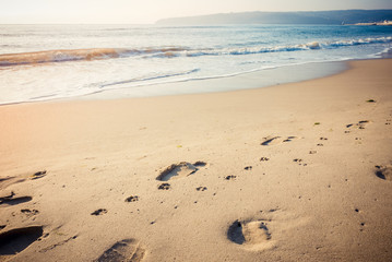 Footprints on sea shore