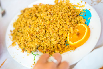 Traditional Spanish and Portuguese bred crumbles called migas