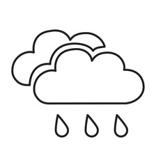 Rain and cloud icon vector line