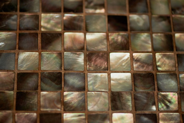 mosaic mother of pearl texture. Closely. Decor element in the kitchen or bathroom