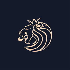 Lion logo. Lion head with crown - vector illustration, emblem design. Universal company symbol.